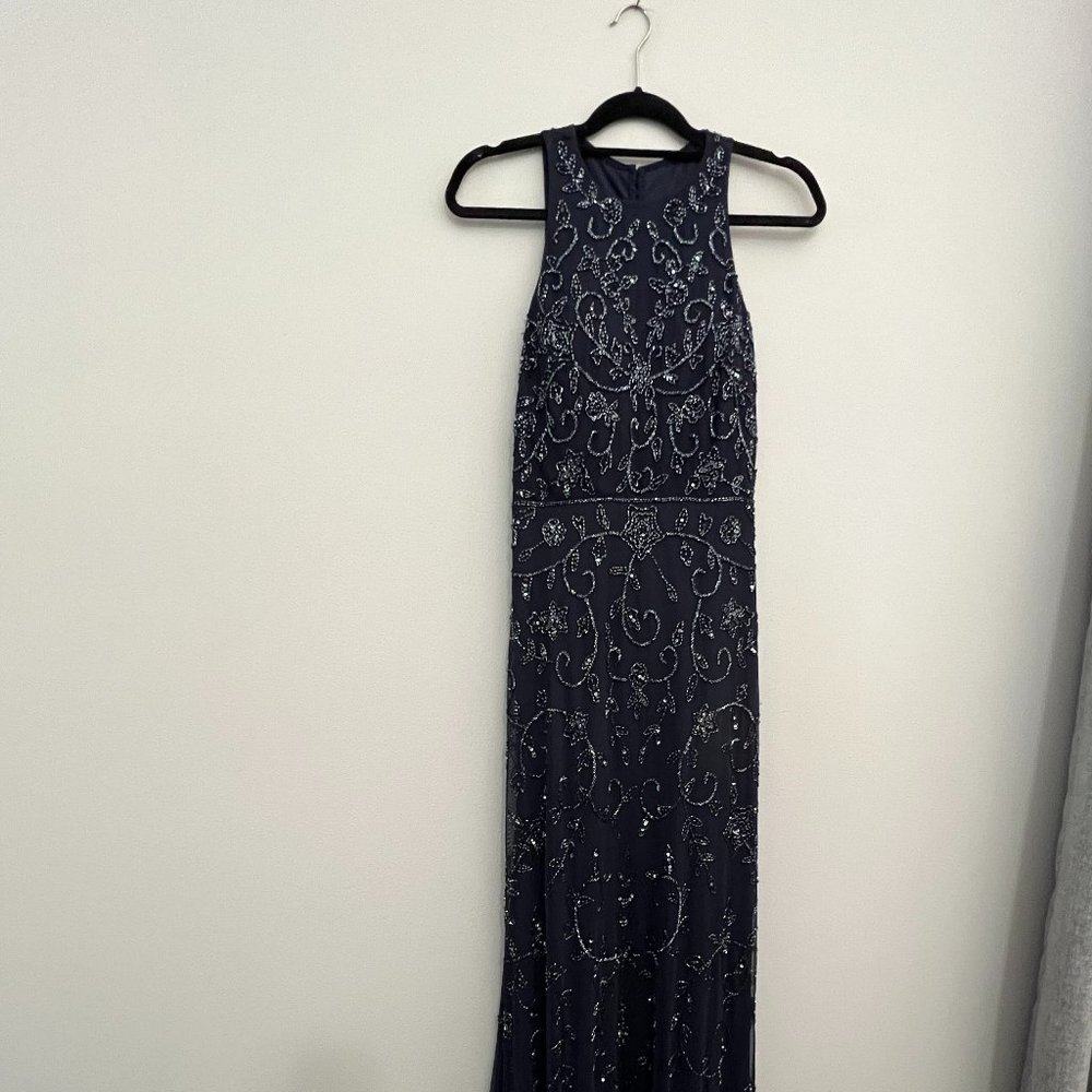 Adrianna Papell Platinum Dress - 40174 - Navy - Size: 8